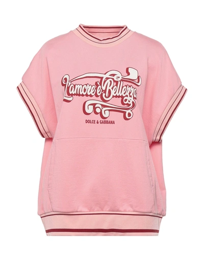 Shop Dolce & Gabbana Woman Sweatshirt Pink Size 0 Cotton, Silk, Elastane