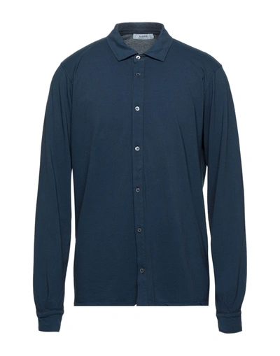 Shop Alpha Studio Man Shirt Slate Blue Size 42 Cotton, Elastane