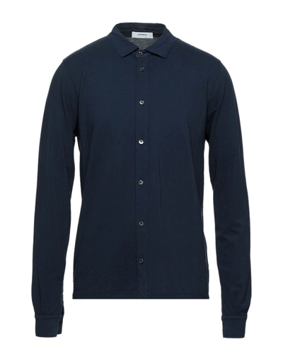 Shop Alpha Studio Man Shirt Blue Size 36 Cotton, Elastane