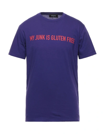 Shop Dsquared2 Man T-shirt Purple Size L Cotton