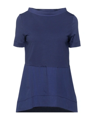 Shop Alpha Studio Woman T-shirt Blue Size 2 Cotton, Elastane