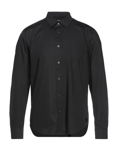 Shop Diesel Man Shirt Black Size Xs Cotton, Elastane