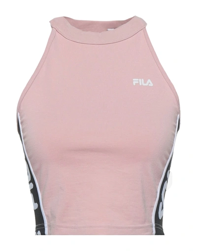Shop Fila Woman Top Pink Size M Cotton, Elastane