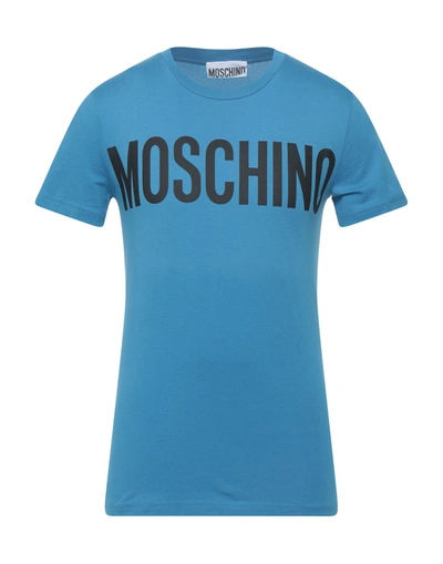 Shop Moschino Man T-shirt Slate Blue Size 36 Cotton