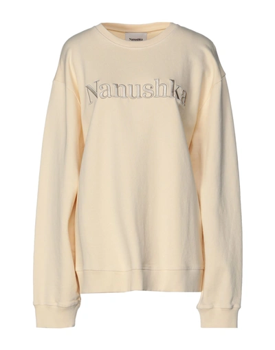 Shop Nanushka Woman Sweatshirt Beige Size L Organic Cotton