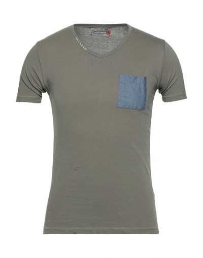 Shop Smiling London T-shirts In Military Green