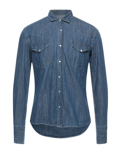 Shop Adriano Langella Denim Shirts In Blue