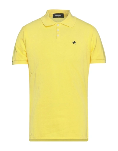 Shop Dsquared2 Man Polo Shirt Yellow Size Xxl Cotton