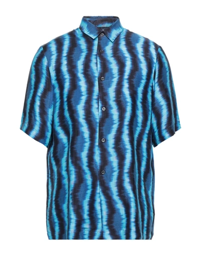 Shop Patrizia Pepe Man Shirt Turquoise Size 36 Lyocell, Viscose In Blue