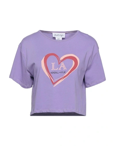 Shop Kendall + Kylie Woman T-shirt Lilac Size S Cotton, Elastane In Purple