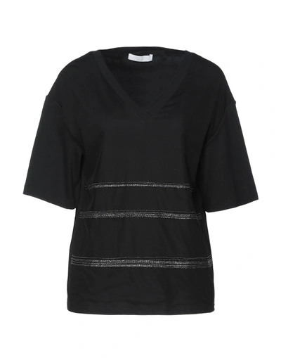 Shop Fabiana Filippi Woman T-shirt Black Size 8 Cotton, Elastane, Polyamide, Ecobrass