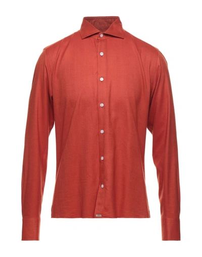 Shop Sonrisa Man Shirt Rust Size 16 ½ Cotton, Lyocell In Red