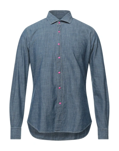 Shop Xacus Denim Shirts In Blue