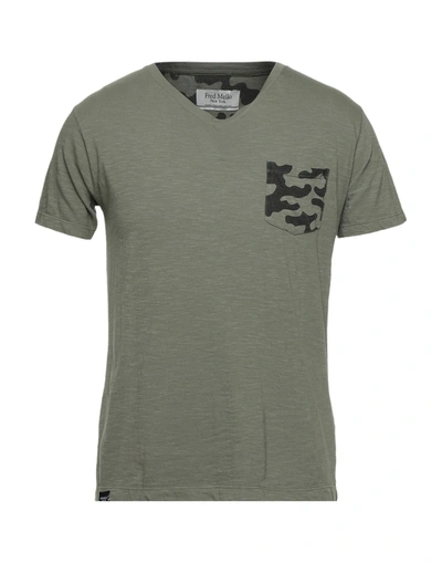 Shop Fred Mello T-shirts In Military Green