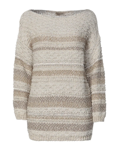 Shop Gentryportofino Woman Sweater Ivory Size 10 Linen, Polyester, Cotton, Silk, Metallic Fiber In White