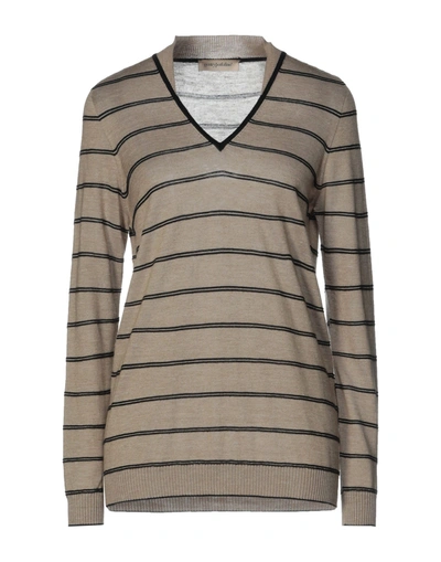 Shop Gentryportofino Woman Sweater Camel Size 10 Silk, Cashmere, Linen In Beige
