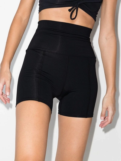 Shop Live The Process Geometric High-waisted Shorts In Schwarz