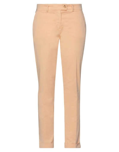 Shop Peuterey Woman Pants Apricot Size 6 Cotton, Elastane In Orange