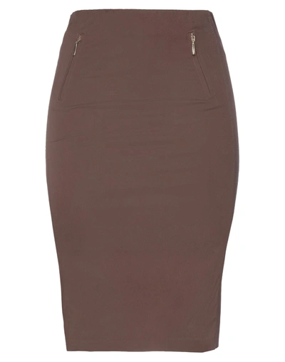 Shop Emisphere Woman Midi Skirt Brown Size 6 Cotton, Elastane