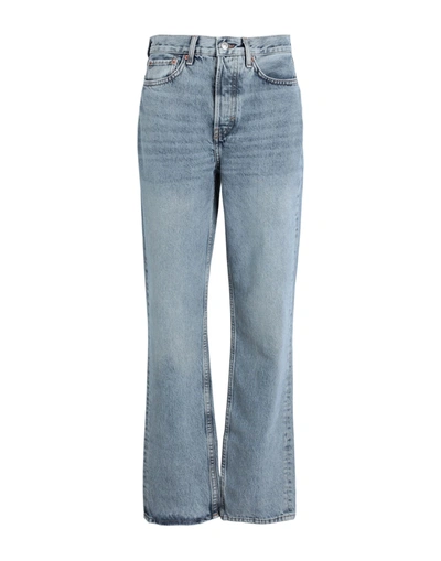 Shop Topshop Woman Denim Pants Blue Size 32w-34l Cotton