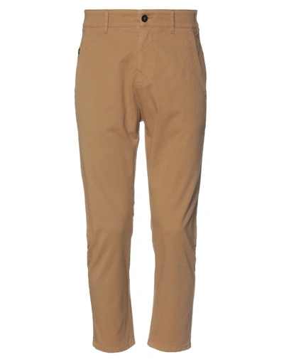 Shop Novemb3r Man Pants Camel Size 29 Cotton, Elastane In Beige