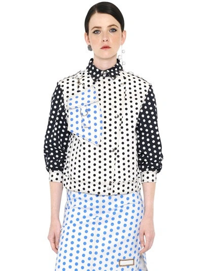 Jw Anderson Polka Dot Stretch Cotton Drill Jacket In White/black