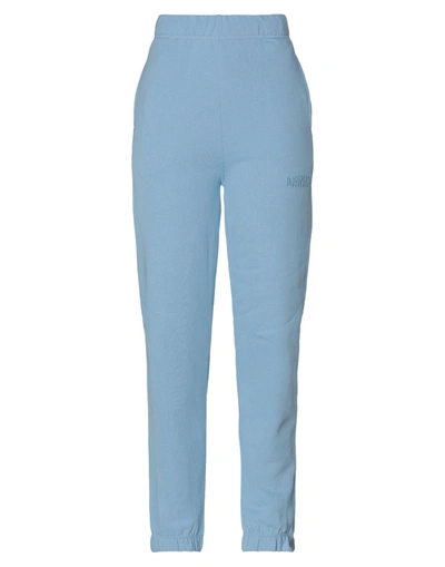 Shop Ganni Woman Pants Sky Blue Size M Organic Cotton, Recycled Polyester