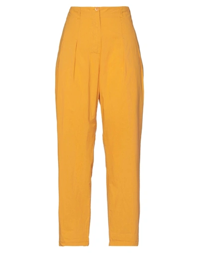 Shop Manila Grace Woman Pants Ocher Size 10 Cotton In Yellow