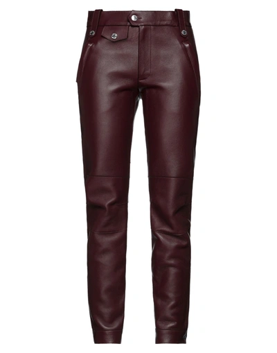 Shop Dsquared2 Woman Pants Burgundy Size 2 Ovine Leather, Viscose, Polyamide, Elastane In Red