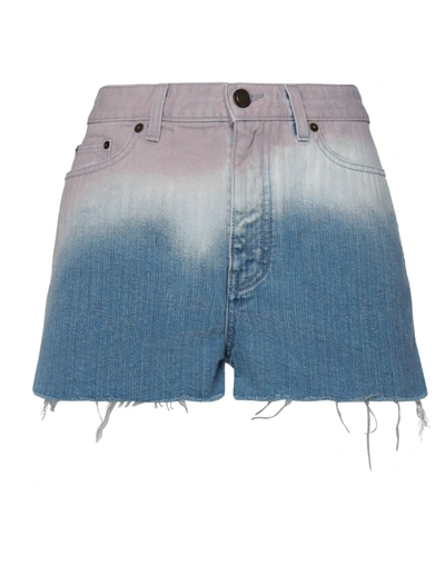 Shop Saint Laurent Woman Denim Shorts Blue Size 28 Cotton