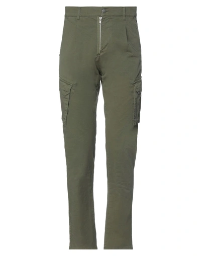 Shop Grey Daniele Alessandrini Man Pants Military Green Size 36 Cotton, Elastane