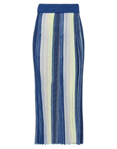 Shop Solotre Woman Midi Skirt Blue Size 1 Viscose, Polyamide, Metallic Polyester