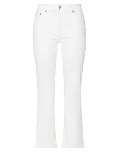 Shop Care Label Woman Denim Pants White Size 29 Cotton, Elastane