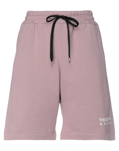 Shop The Editor Woman Shorts & Bermuda Shorts Pastel Pink Size Xs Cotton