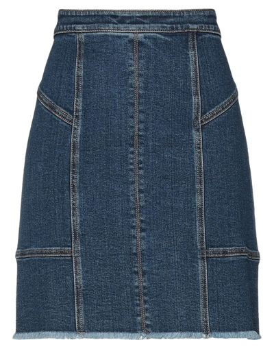 Shop Alexander Mcqueen Woman Denim Skirt Blue Size 8 Cotton, Elastane