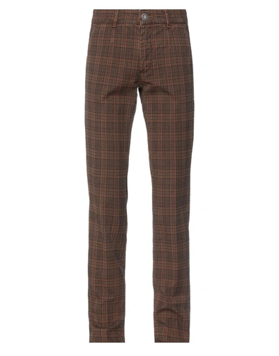Shop Alessandro Dell'acqua Man Pants Brown Size 29 Cotton, Elastane