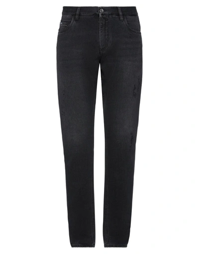 Shop Dolce & Gabbana Man Denim Pants Black Size 28 Cotton, Bovine Leather, Zamak
