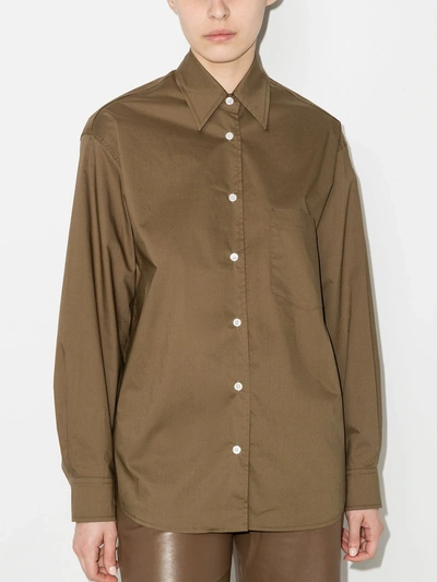 Shop The Frankie Shop Everyday Long-sleeve Shirt In Braun