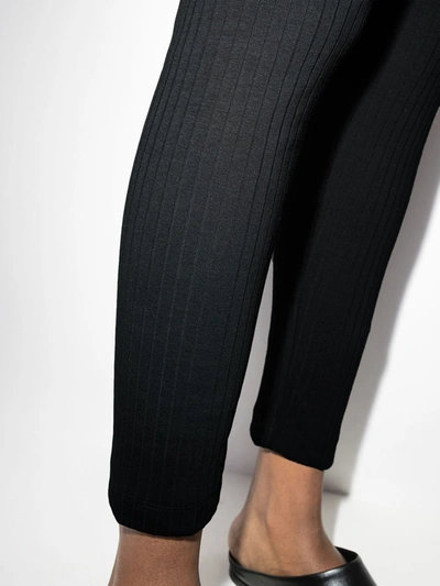 Shop Ninety Percent High-waisted Ribbed-knit Leggings In Schwarz
