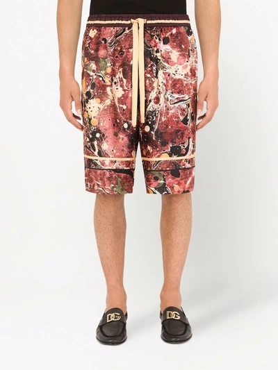 Shop Dolce & Gabbana Graphic-print Track Shorts In Rot