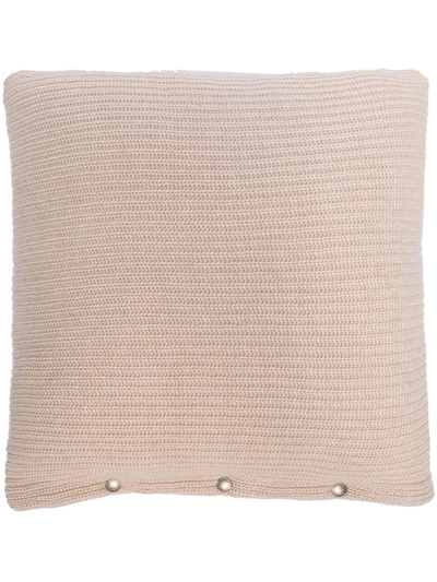 Shop Brunello Cucinelli Ribbed-knit Cashmere Cushion In Nude