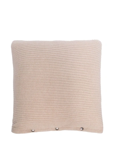 Shop Brunello Cucinelli Ribbed-knit Cashmere Cushion In Nude