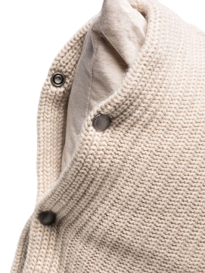 Shop Brunello Cucinelli Ribbed-knit Cashmere Cushion In Nude