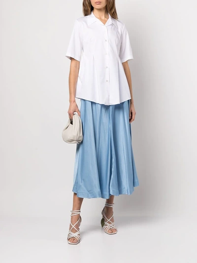 Shop Adam Lippes Side-gathered Cotton Shirt In Weiss