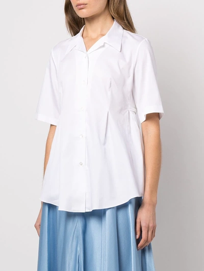 Shop Adam Lippes Side-gathered Cotton Shirt In Weiss