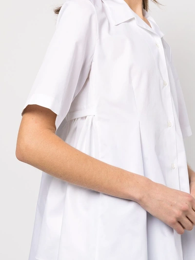 Shop Adam Lippes Side-gathered Cotton Shirt In Weiss