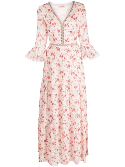 Shop Le Sirenuse Floral-print Cotton Maxi Dress In Weiss
