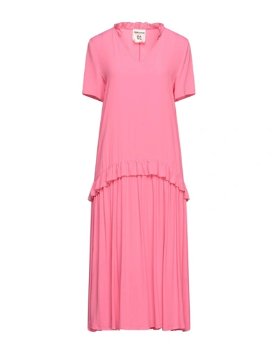Shop Semicouture Woman Midi Dress Fuchsia Size 8 Acetate, Silk In Pink