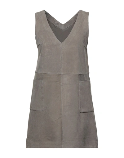 Shop Andrea D'amico Woman Mini Dress Grey Size 8 Soft Leather