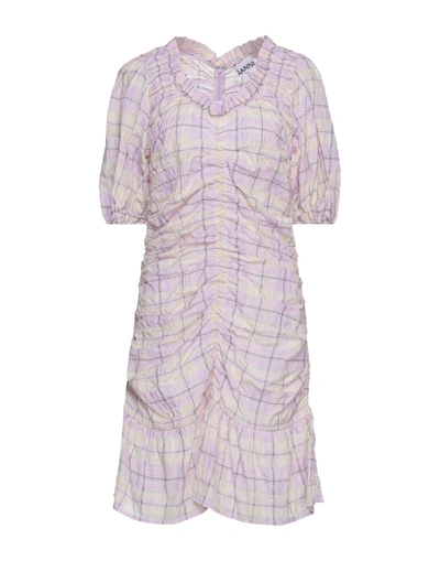 Shop Ganni Woman Mini Dress Lilac Size 8/10 Organic Cotton, Polyester, Polyamide